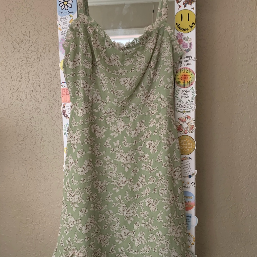 Green Lush Floral Mini Dress